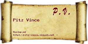 Pitz Vince névjegykártya